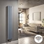 Light Grey Vertical Smart Electric Radiator with Wi-Fi Thermostat - 1kW - H1600xW236mm - Bathroom Safe
