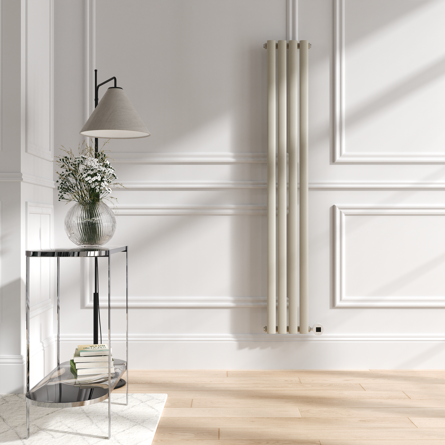 Vertical Smart Electric Radiator Wi Fi Thermostat 1KW H1600xW236 Bathroom Safe