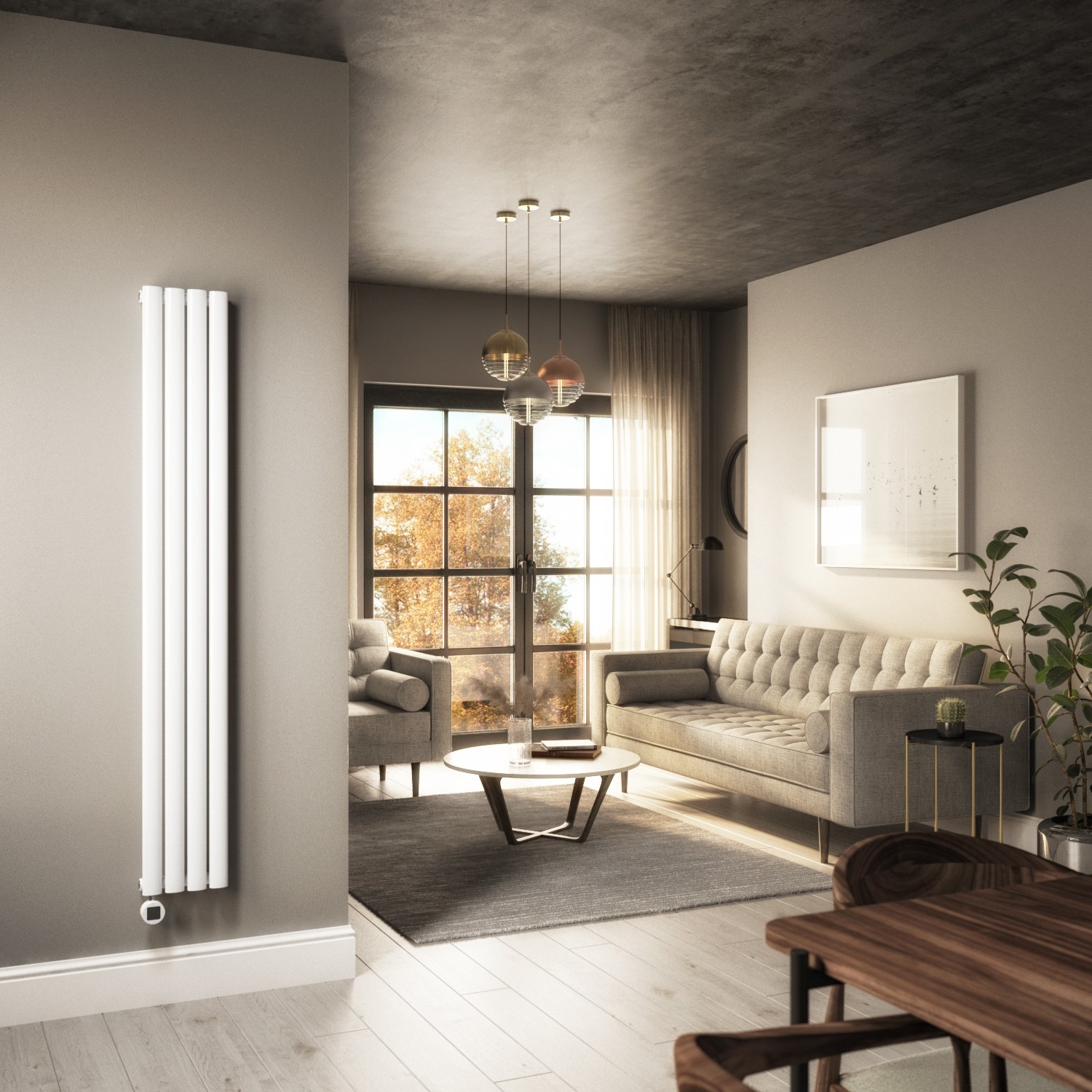 Happy Radiator White Vertical Smart Electric Radiator with Wi-Fi Thermostat - 1000W ...