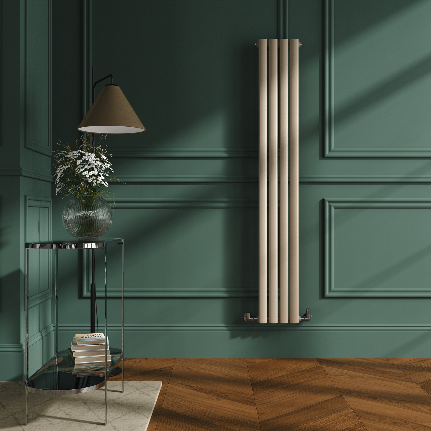 Sorrento Cleopatra Vertical Oval Designer Radiator 1600x236mm Single Panel 1521 BTU