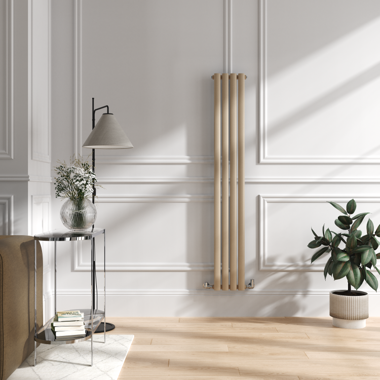 Sorrento Cleopatra Vertical Oval Designer Radiator 1600x236mm Single Panel 1521 BTU