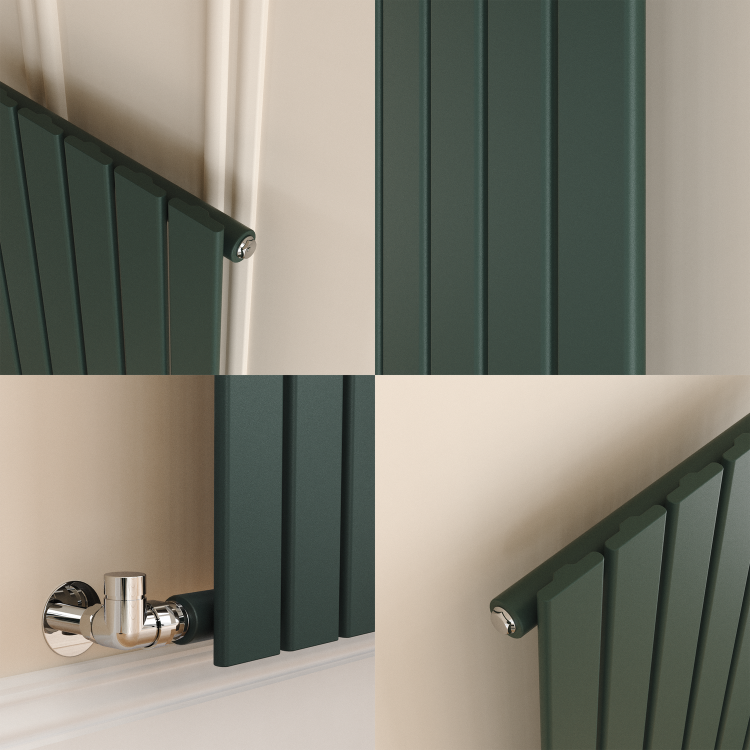 Riace Evergreen Vertical Flat Designer Radiator 1600x272mm Single Panel 1628 BTU