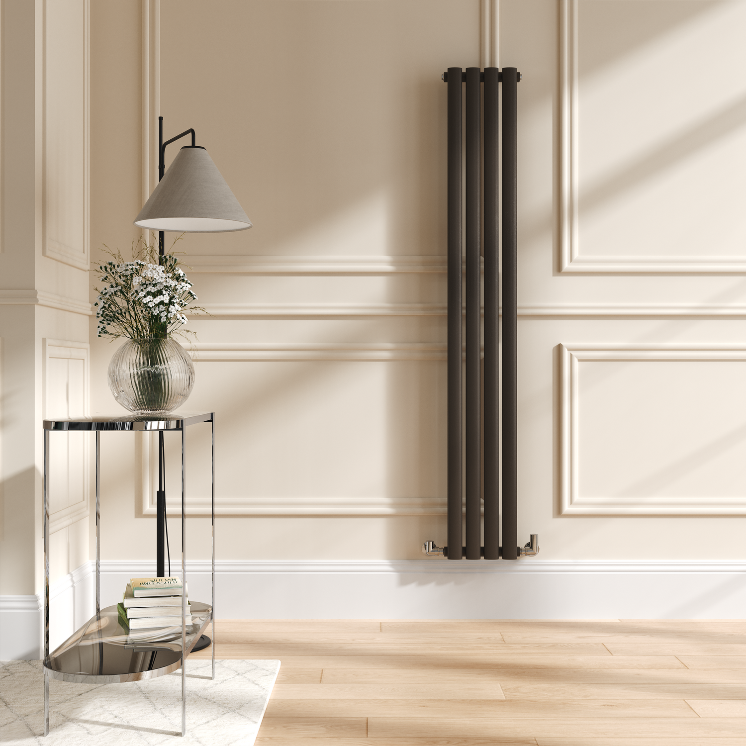 Sorrento Russet Vertical Oval Designer Radiator 1600x236mm Single Panel 1521 BTU