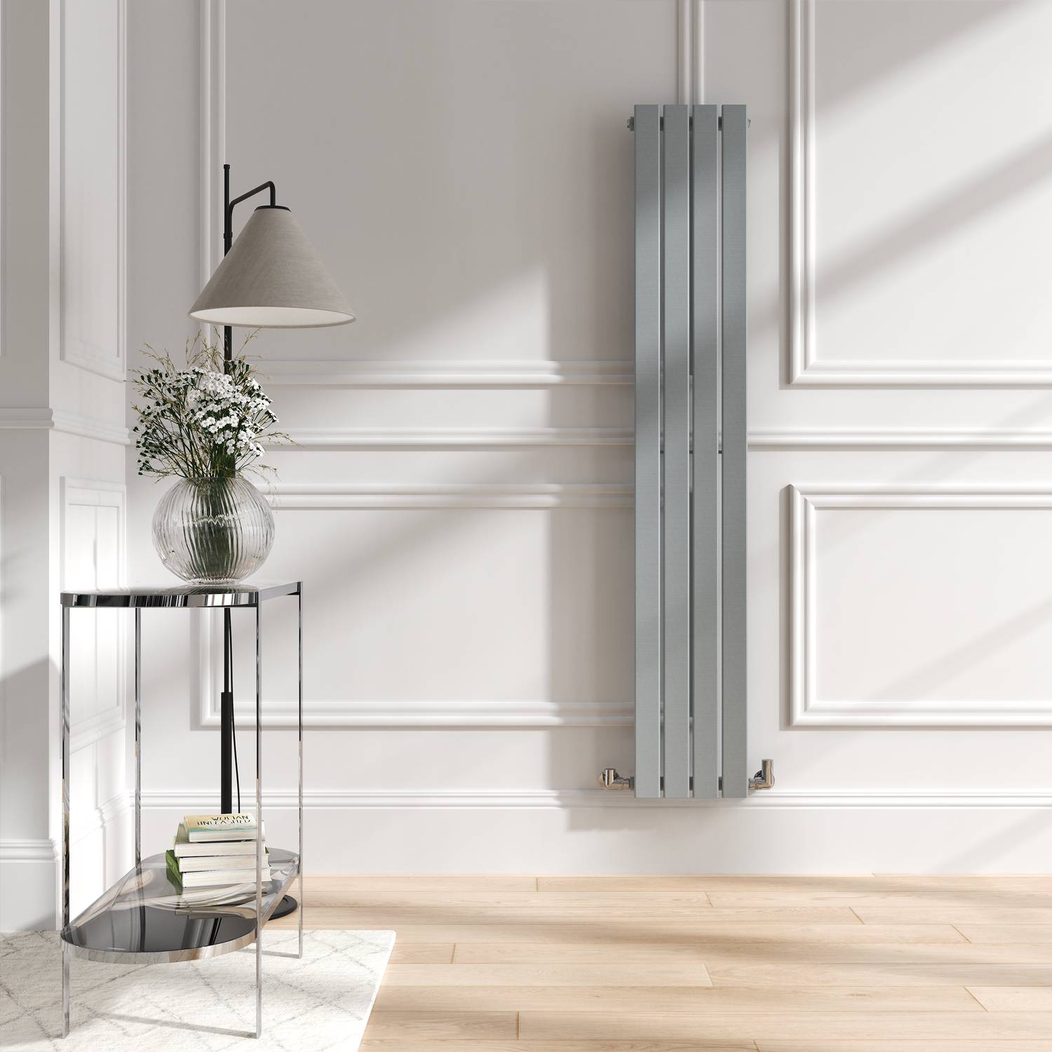 Salt & Pepper Vertical Flat Designer Radiator 1600x272mm Single Panel 1628 BTU