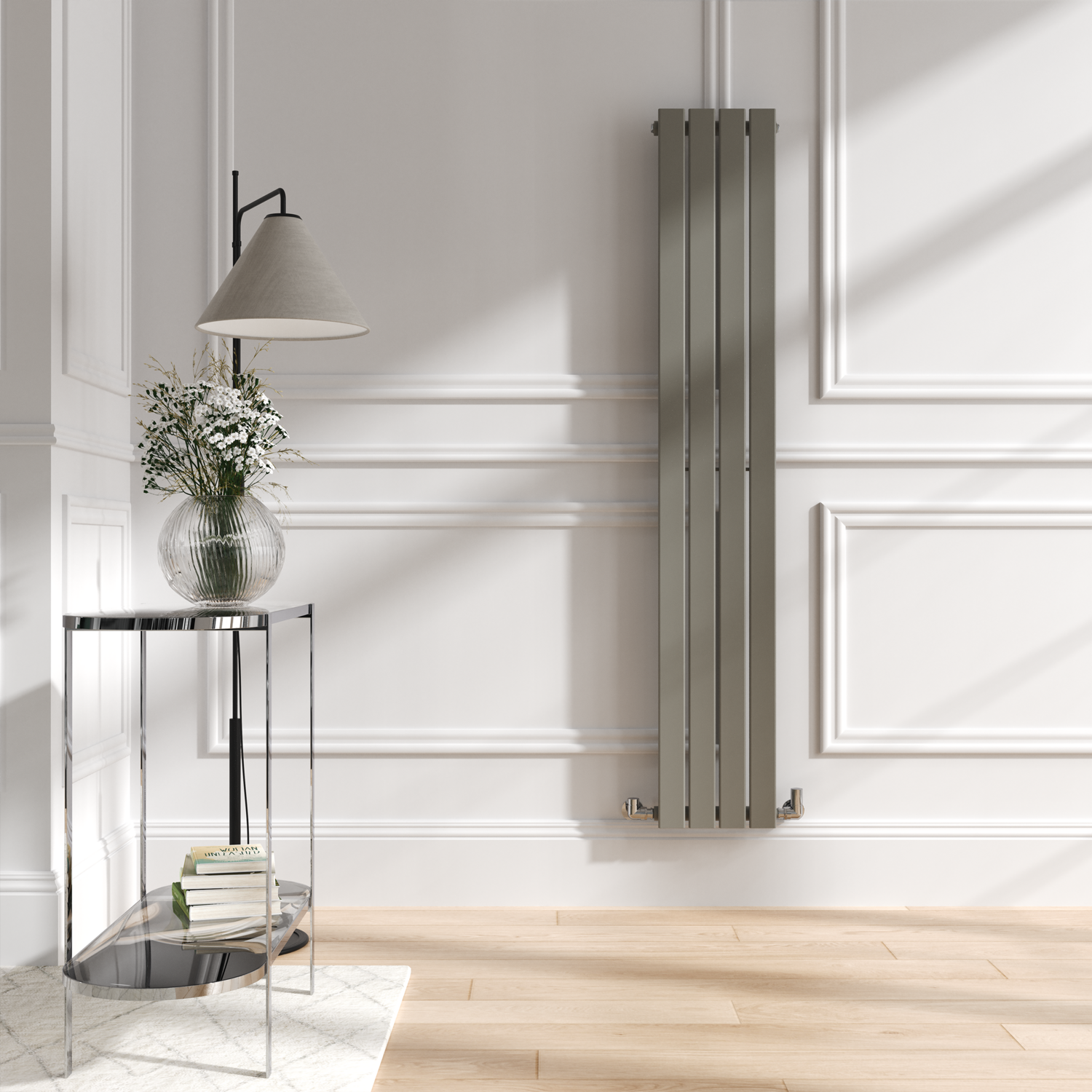 Smoked Vertical Flat Designer Radiator 1600x272mm Single Panel 1628 BTU