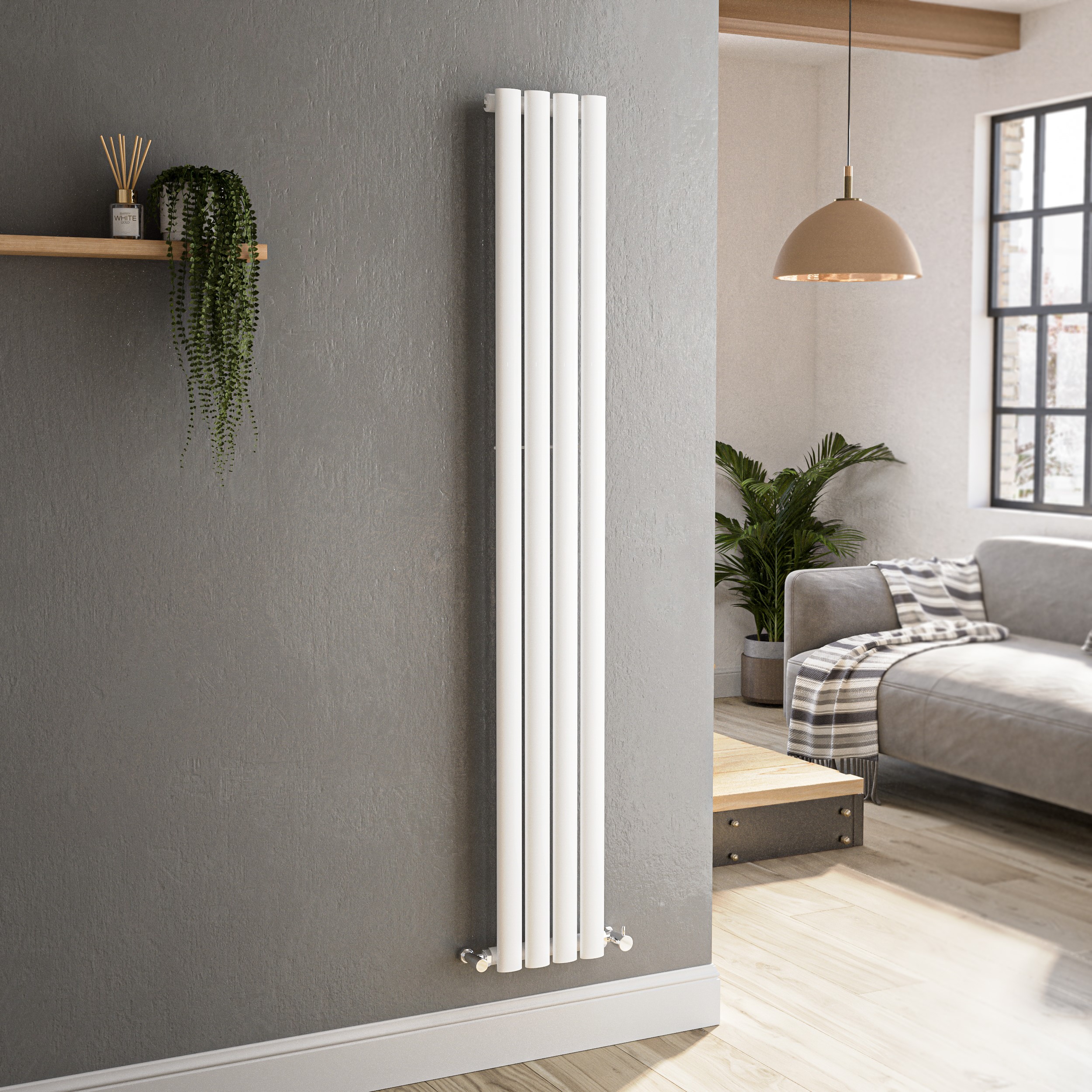 Sorrento  Vertical Oval Panel Radiator Tall Designer Range Various Sizes VS4-1600-WCO