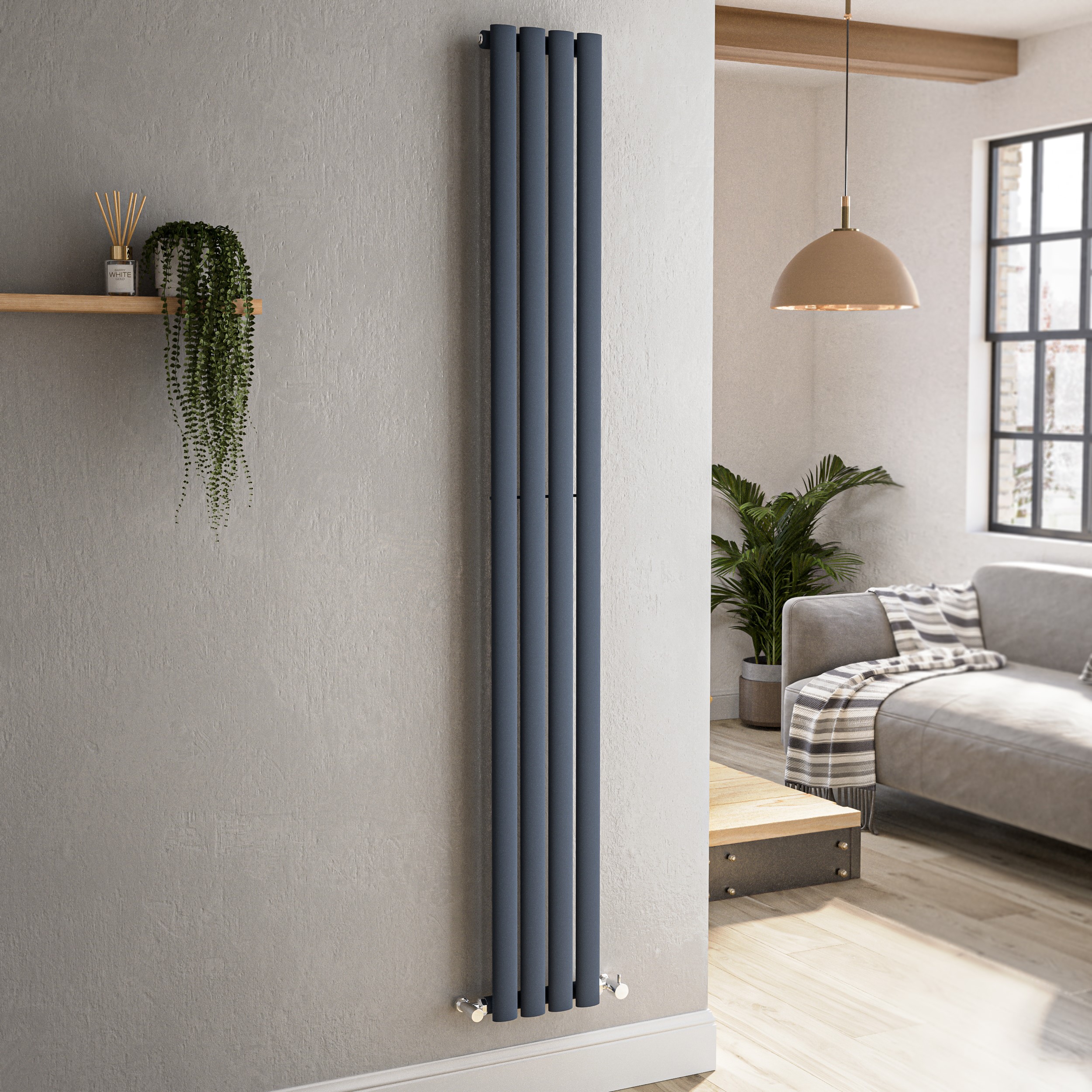 Sorrento  Vertical Oval Panel Radiator Tall Designer Range Various Sizes VS4-1800-DGCO