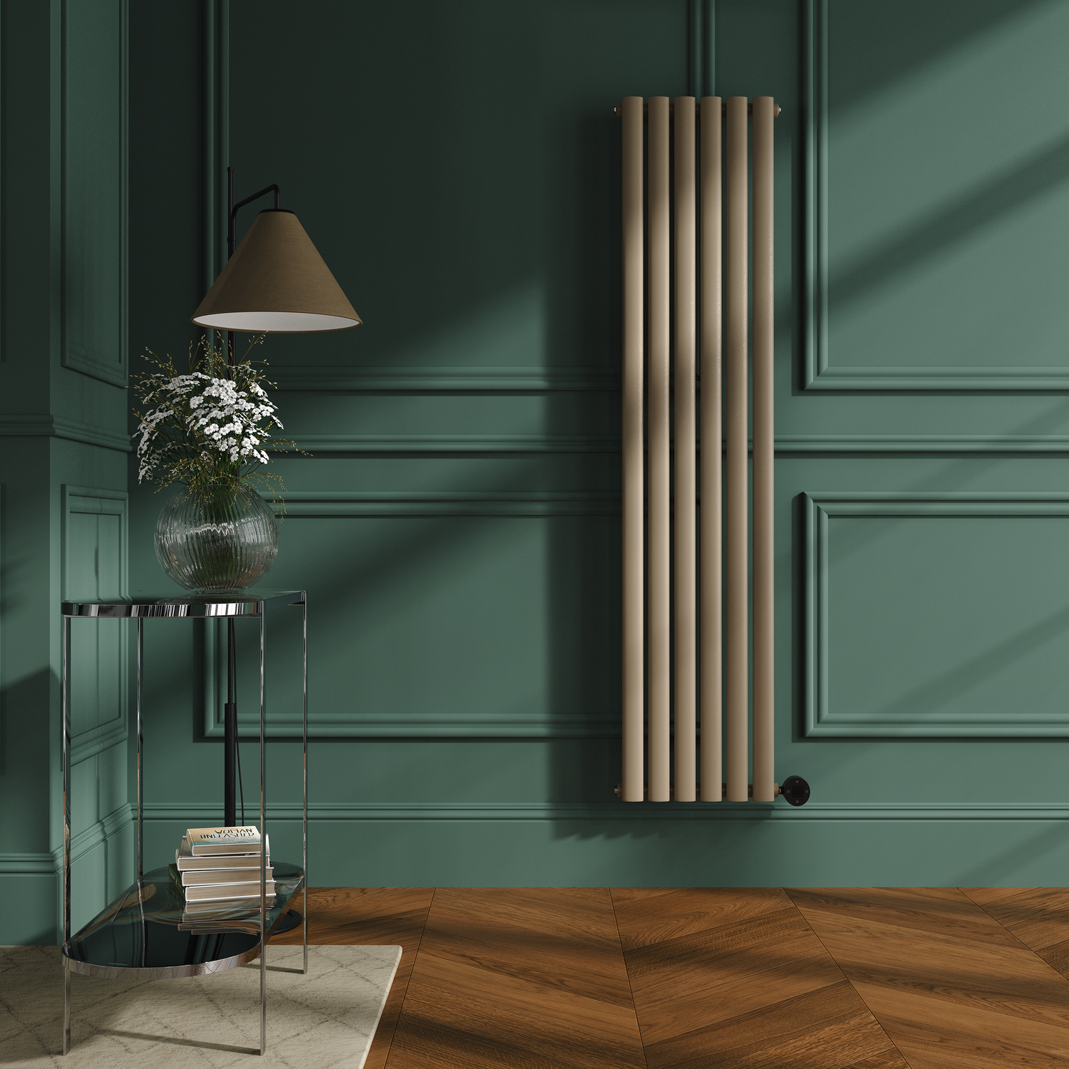 Electriq  Grey Vertical Smart Electric Radiator With Wi-Fi Thermostat 1Kw H1600xw354 Bathroom Safe VS6-1600-1BGW