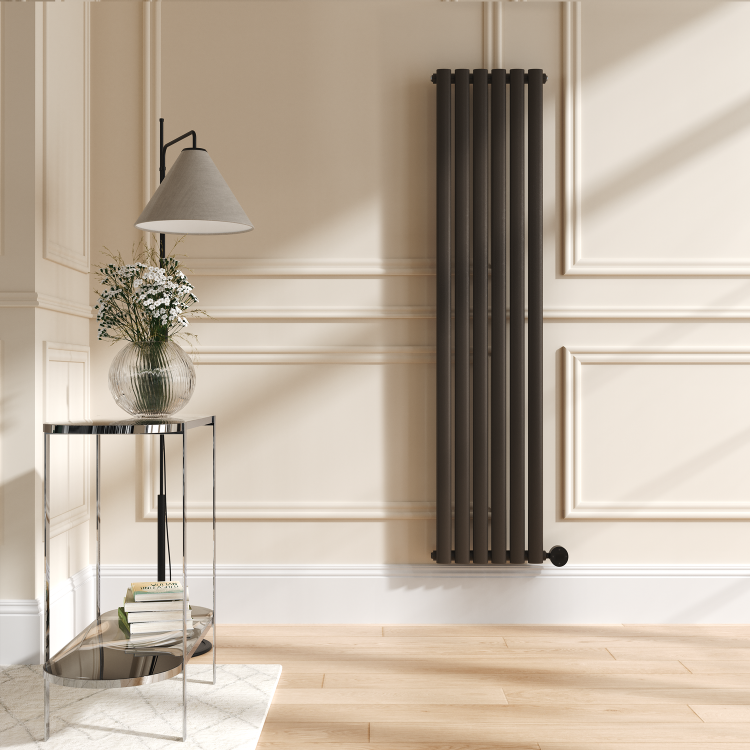 Russet Vertical Smart Electric Radiator with Wi-Fi Thermostat - 1KW - H1600xW354 - Bathroom Safe