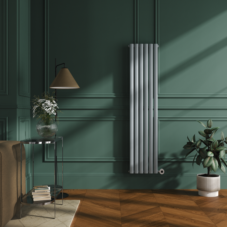 Salt & Pepper Vertical Smart Electric Radiator with Wi-Fi Thermostat - 1KW - H1600xW354 - Bathroom Safe