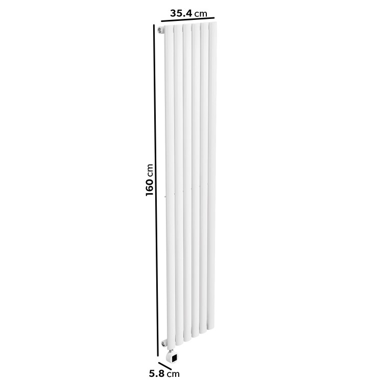 White Vertical Smart Electric Radiator with Wi-Fi Thermostat - 1000W - H1600xW354mm - Bathroom Safe