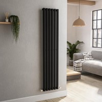 Sorrento Midnight Black Vertical Oval Designer Radiator 1600x354mm Single Panel 2282 BTU Sorrento Midnight Black Vertical Oval Designer Radiator 1600x354mm Single Panel 2282 BTU