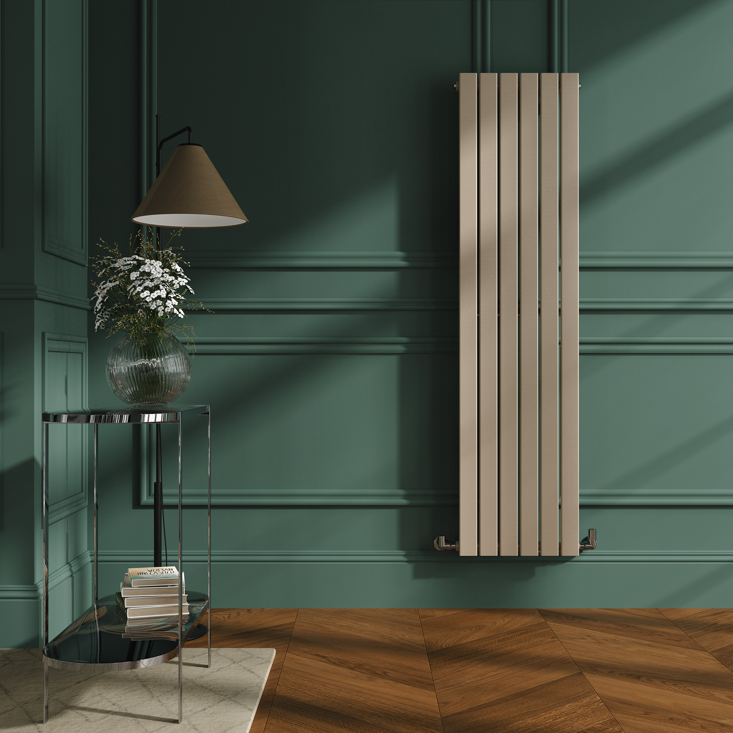 Cleopatra Vertical Flat Designer Radiator 1600x408mm Single Panel 2442 BTU