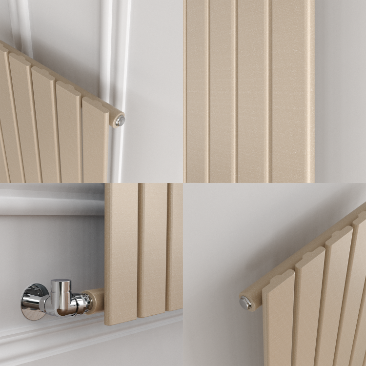 Riace Cleopatra Vertical Flat Designer Radiator 1600x408mm Single Panel 2442 BTU