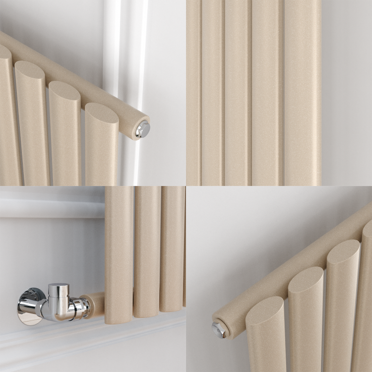 Sorrento Cleopatra Vertical Oval Designer Radiator 1600x354mm Single Panel 2282 BTU