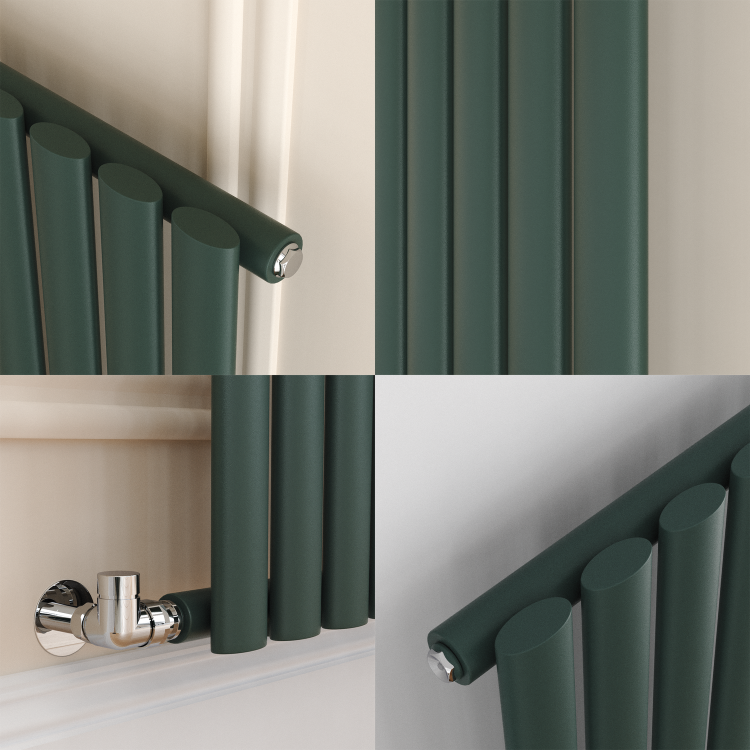 Sorrento Evergreen Vertical Oval Designer Radiator 1600x354mm Single Panel 2282 BTU