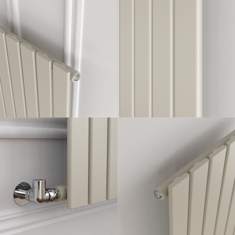 Riace Linen Vertical Flat Designer Radiator 1600x408mm Single Panel 2442 BTU