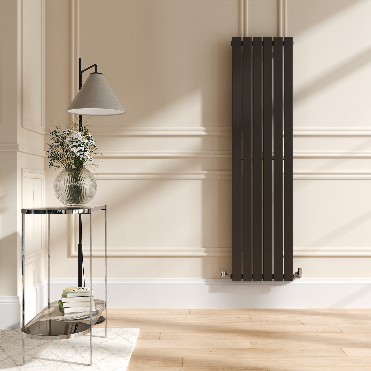 Riace Russet Vertical Flat Designer Radiator 1600x408mm Single Panel 2442 BTU
