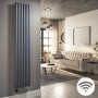 GRADE A2 - Anthracite Electric Vertical Designer Radiator 2kW with Wifi Thermostat - H1800xW354mm - IPX4 Bathroom Safe