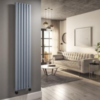 Light Grey Vertical Smart Electric Radiator with Wi-Fi Thermostat - 2kW - H1800xW354mm - Bathroom Safe