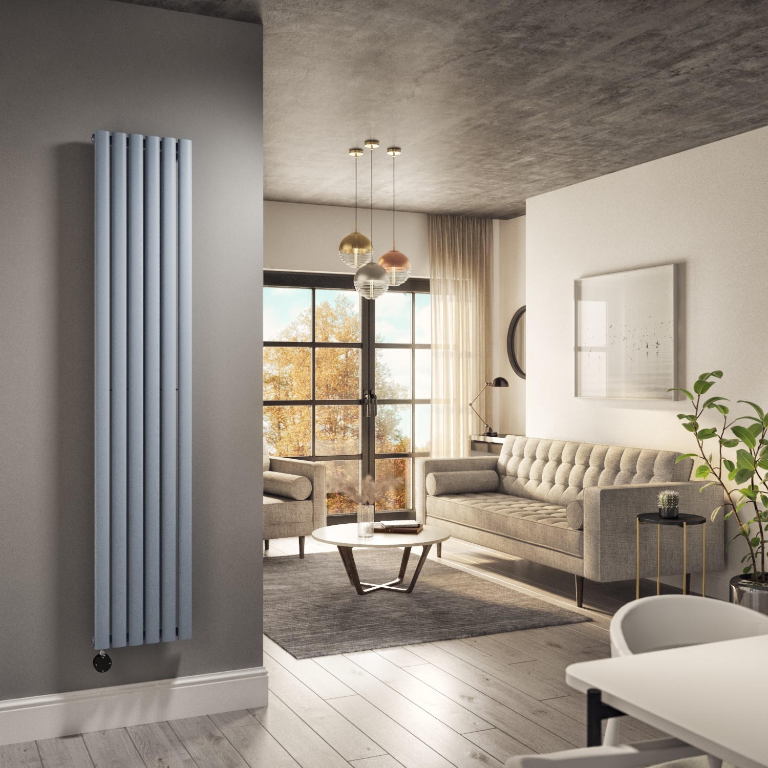 2kw Radiator Light Grey Electric Vertical Designer Radiator 2kW with Wifi Thermostat ...