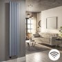 Light Grey Vertical Smart Electric Radiator with Wi-Fi Thermostat - 2kW - H1800xW354mm - Bathroom Safe