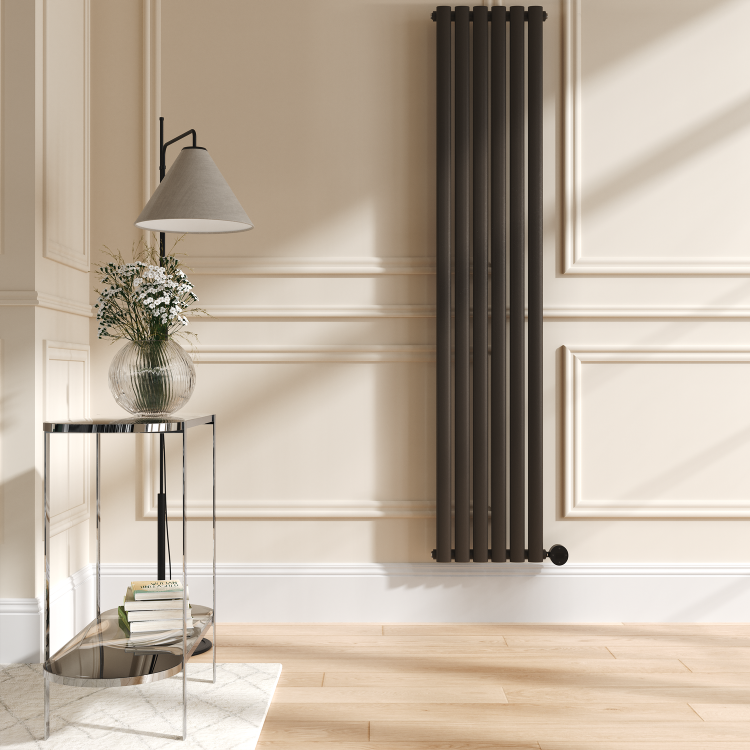 Russet Vertical Smart Electric Radiator with Wi-Fi Thermostat - 2x1KW - H1800xW354 - Bathroom Safe