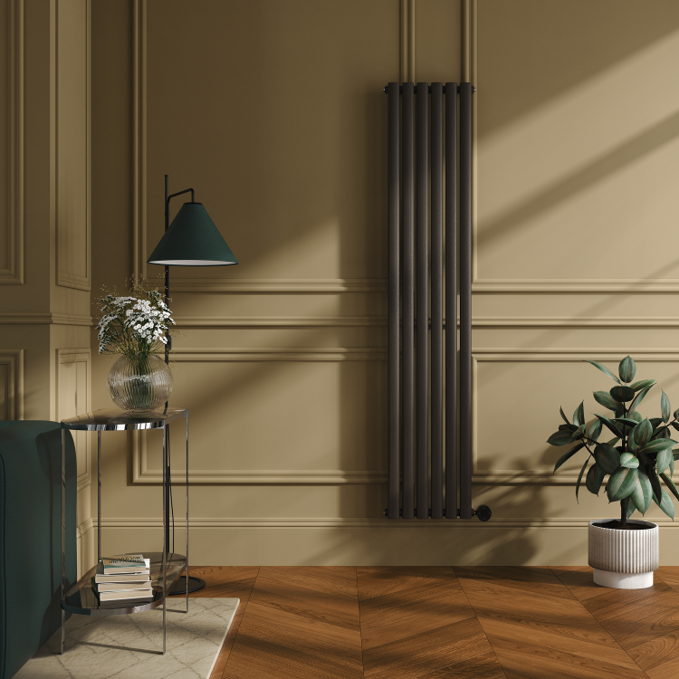 Russet Vertical Smart Electric Radiator with Wi-Fi Thermostat - 2x1KW - H1800xW354 - Bathroom Safe