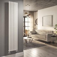 White Vertical Smart Electric Radiator with Wi-Fi Thermostat - 2kW - H1800xW354mm - Bathroom Safe