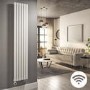 White Vertical Smart Electric Radiator with Wi-Fi Thermostat - 2kW - H1800xW354mm - Bathroom Safe