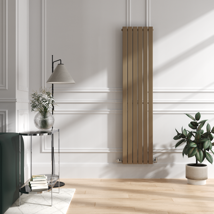 Riace Beige grey Vertical Flat Designer Radiator 1800x408mm Single Panel 2705 BTU