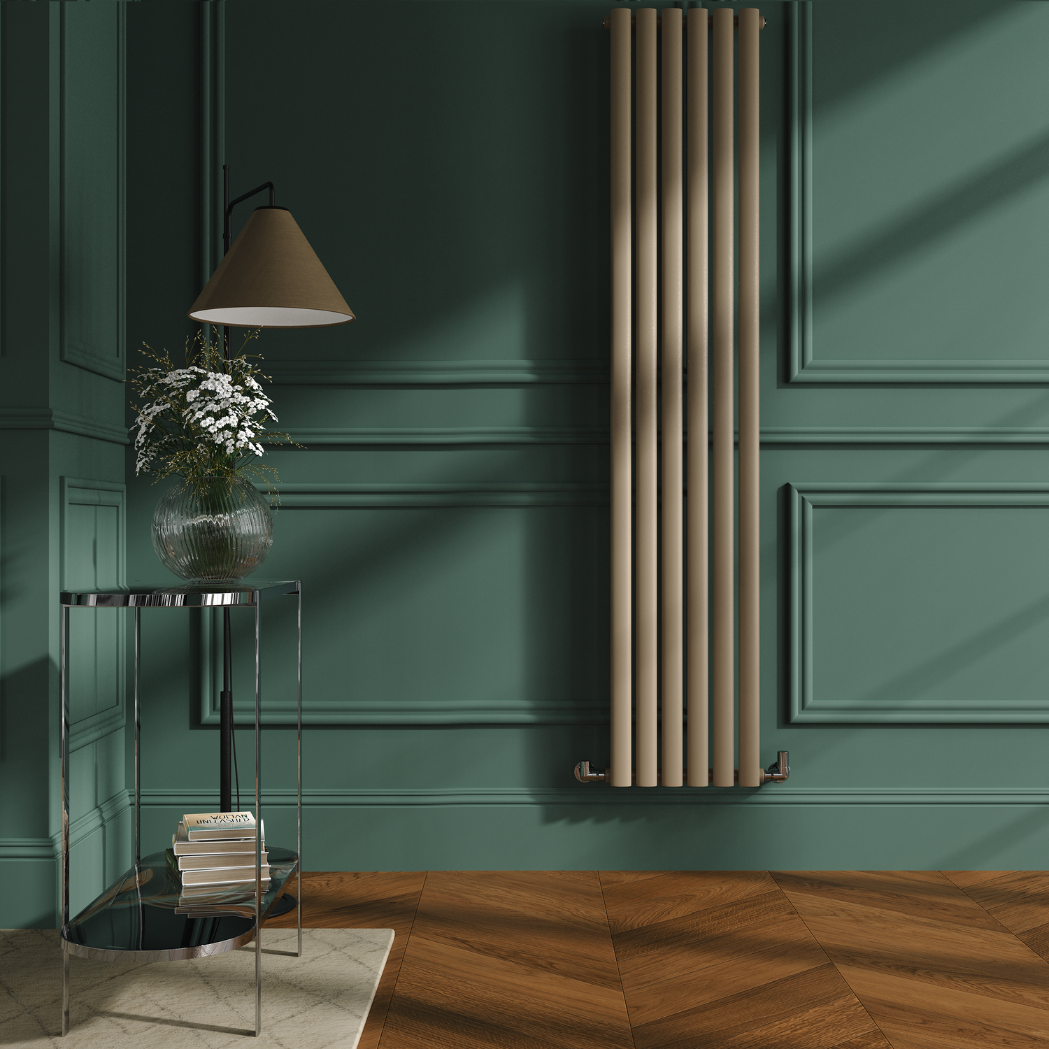 Beige Vertical Oval Designer Radiator 1800x354mm Single Panel 2530 BTU