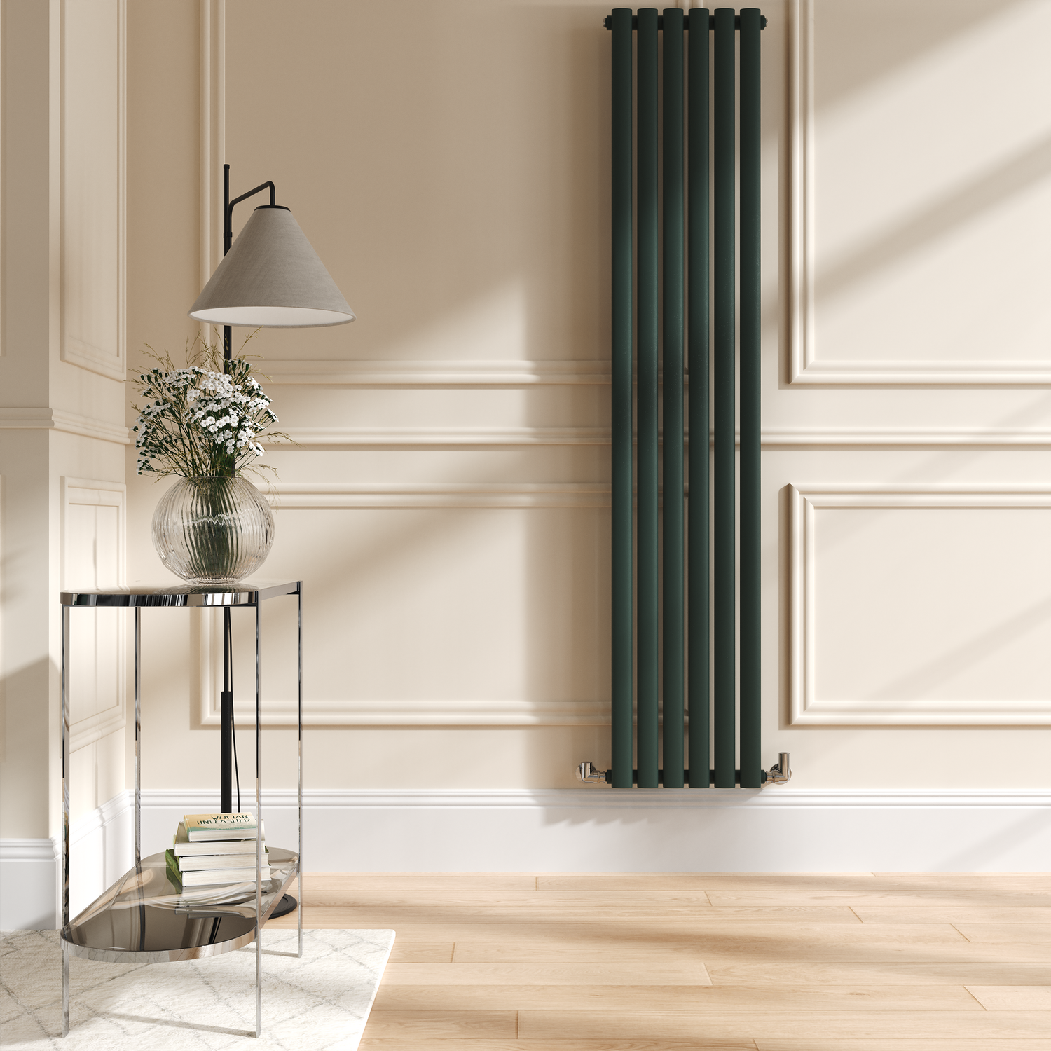 Evergreen Vertical Oval Designer Radiator 1800x354mm Single Panel 2530 BTU