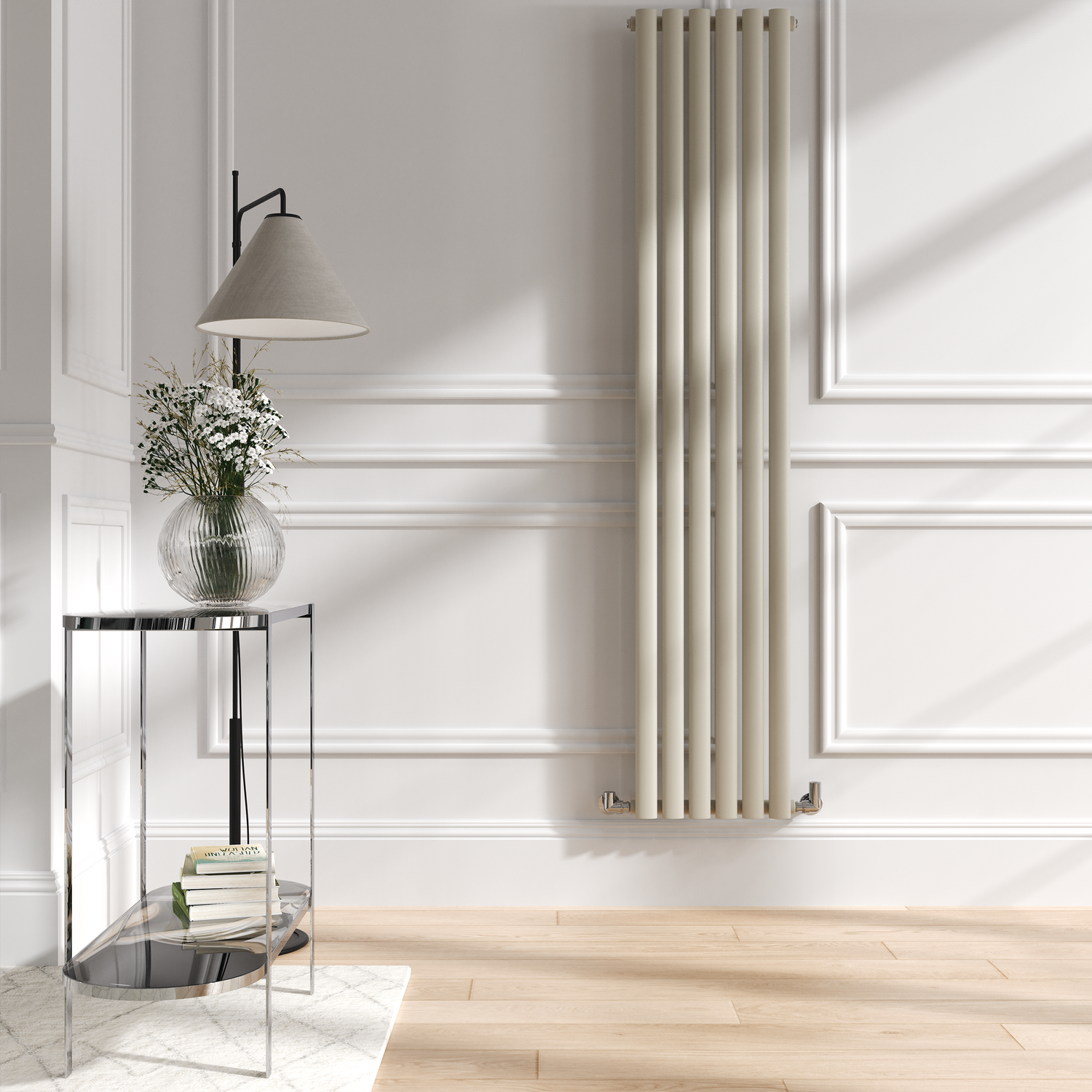 Sorrento Vertical Oval Designer Radiator 1800X354mm Single Panel 2530 Btu VS6-1800-LICO
