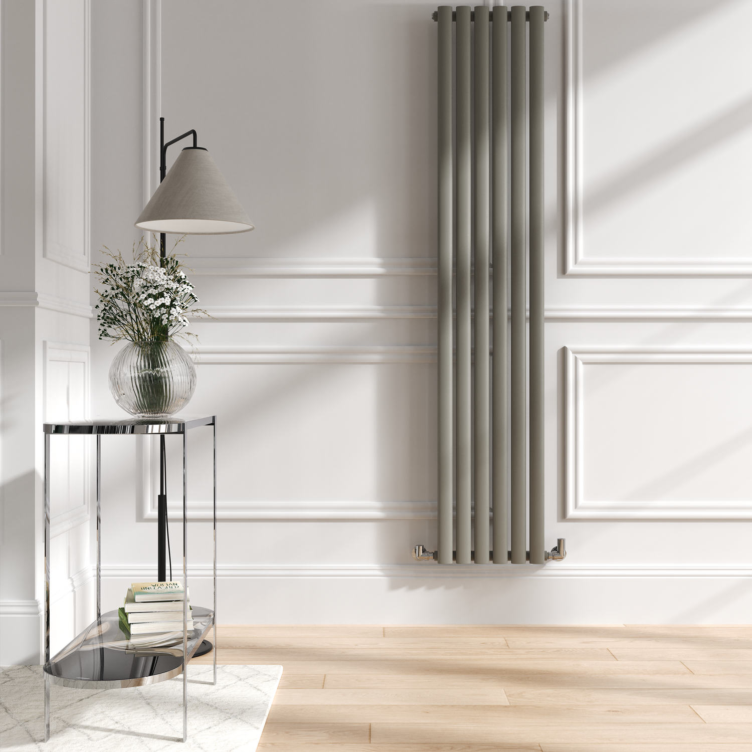 Smoked Vertical Oval Designer Radiator 1800x354mm Single Panel 2530 BTU