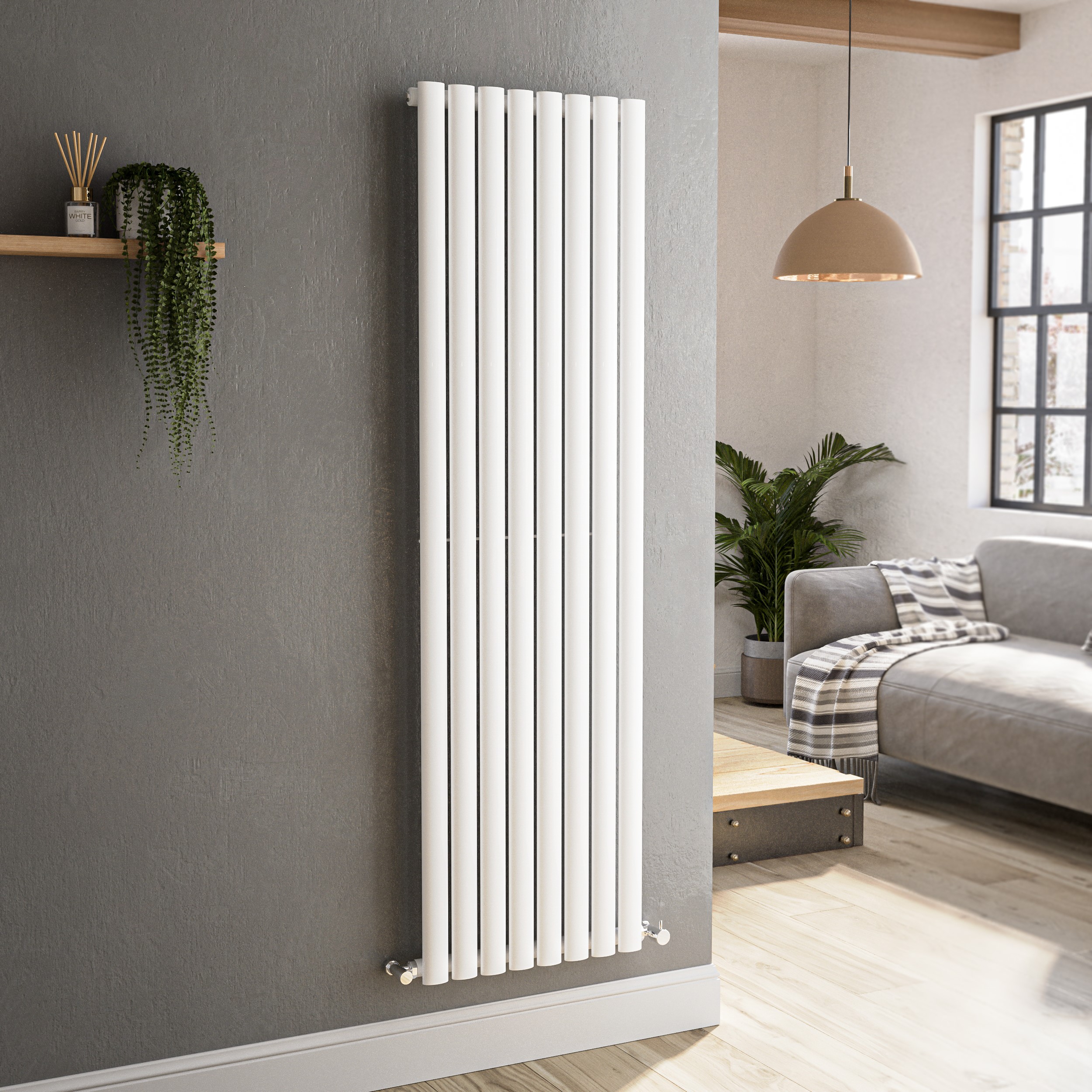 Vertical Oval Designer Radiator 1600x472mm Single Panel 3043 BTU