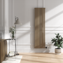 Beige grey Vertical Smart Electric Radiator with Wi-Fi Thermostat - 2x1.2KW - H1800xW472 - Bathroom Safe