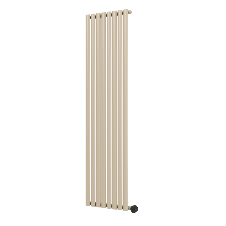 Beige grey Vertical Smart Electric Radiator with Wi-Fi Thermostat - 2x1.2KW - H1800xW472 - Bathroom Safe