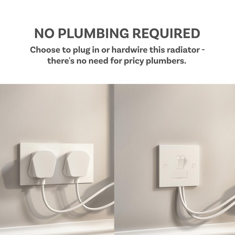 Refurbished Midnight Black Vertical Smart Electric Radiator with Wi-Fi Thermostat - 2.4kW - H1800xW472mm