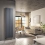 Refurbished Anthracite Electric Vertical Designer Radiator 2.4kW with Wifi Thermostat - H1800xW472mm - IPX4 Bathroom Safe