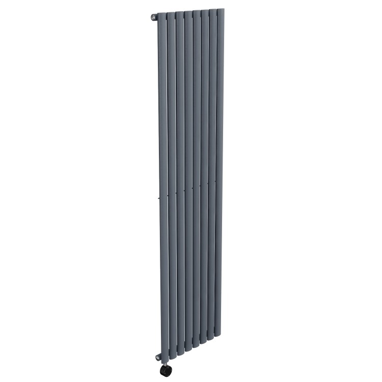 Refurbished Anthracite Electric Vertical Designer Radiator 2.4kW with Wifi Thermostat - H1800xW472mm - IPX4 Bathroom Safe