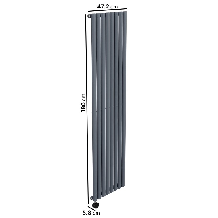 Refurbished Anthracite Electric Vertical Designer Radiator 2.4kW with Wifi Thermostat - H1800xW472mm - IPX4 Bathroom Safe