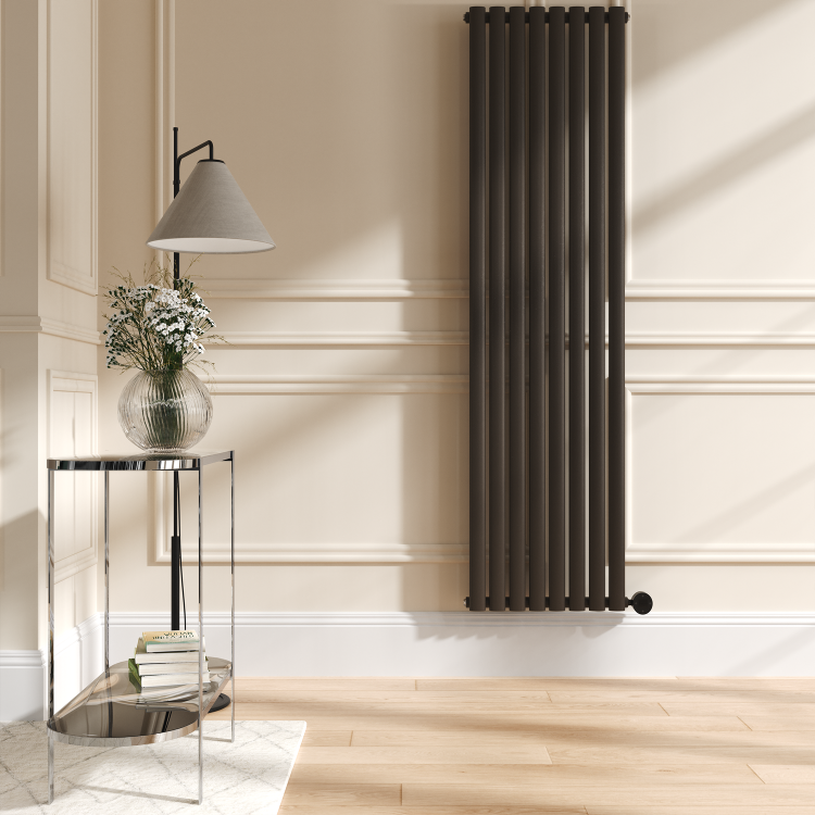 Russet Vertical Smart Electric Radiator with Wi-Fi Thermostat - 2x1.2KW - H1800xW472 - Bathroom Safe