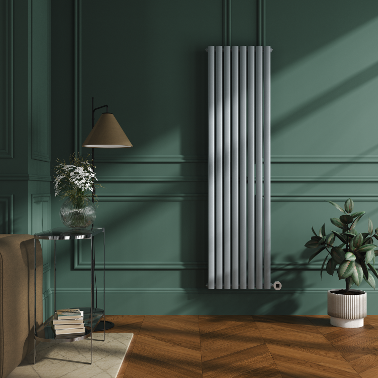 Salt & Pepper Vertical Smart Electric Radiator with Wi-Fi Thermostat - 2x1.2KW - H1800xW472 - Bathroom Safe