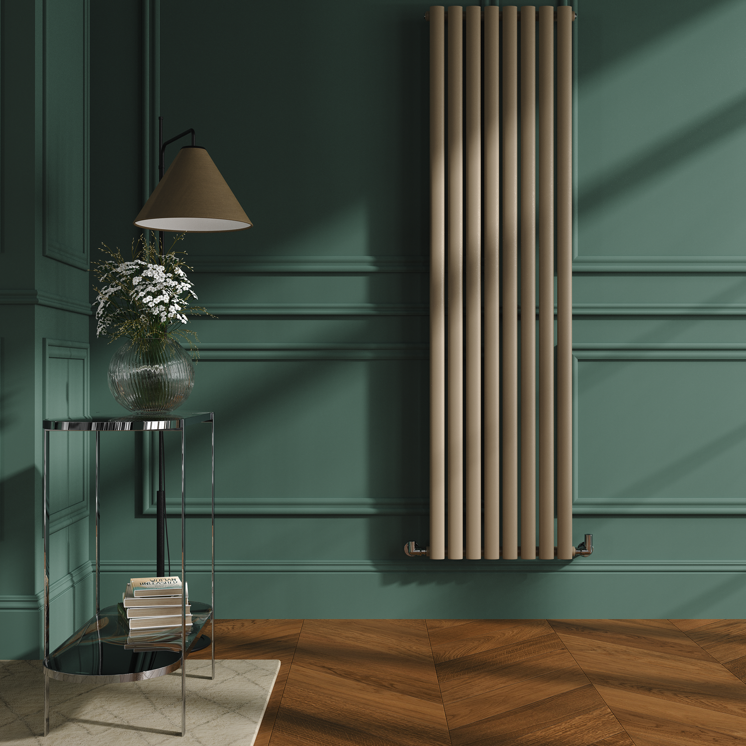 Beige Vertical Oval Designer Radiator 1800x472mm Single Panel 3373 BTU