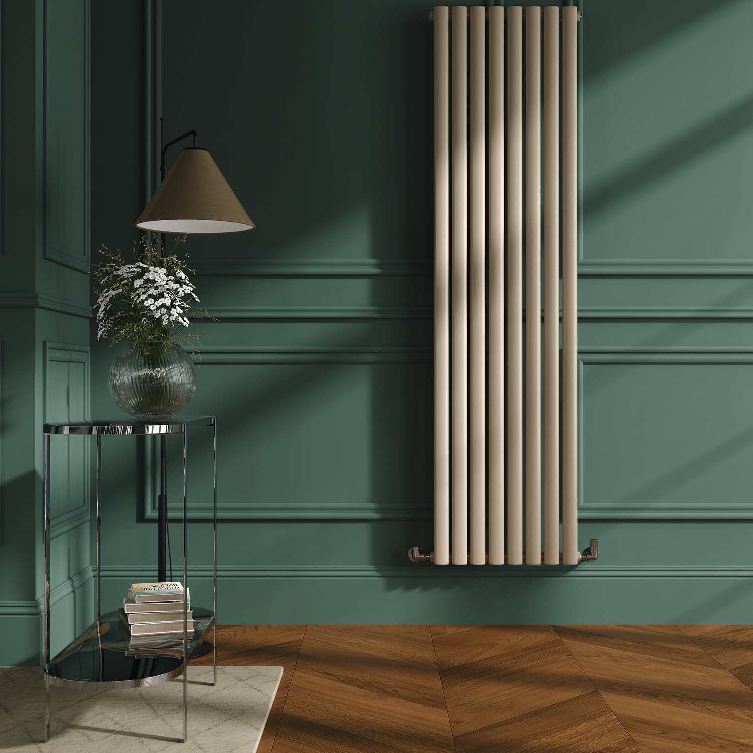 Sorrento Cleopatra Vertical Oval Designer Radiator 1800x472mm Single Panel 3373 BTU