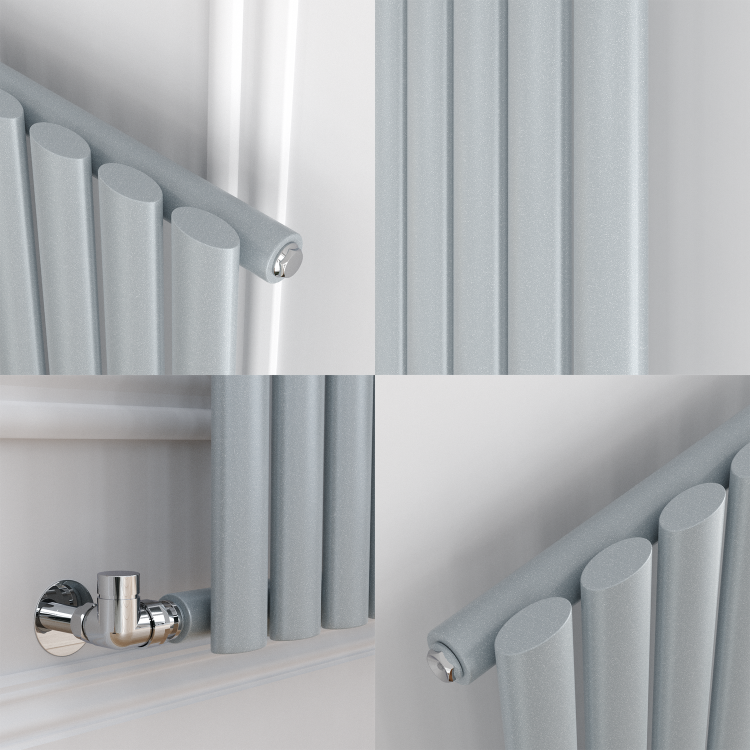 Sorrento Salt & Pepper Vertical Oval Designer Radiator 1800x472mm Single Panel 3373 BTU