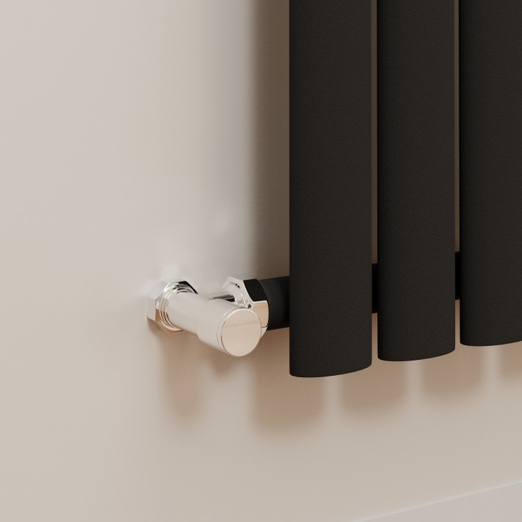 Specchio Midnight Black Vertical Oval Designer Radiator with Mirror 1800x500mm Single Panel 2680 BTU