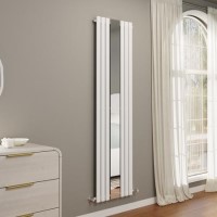 Specchio White Vertical Oval Designer Radiator with Mirror 1800x500mm Single Panel 2680 BTU Specchio White Vertical Oval Designer Radiator with Mirror 1800x500mm Single Panel 2680 BTU