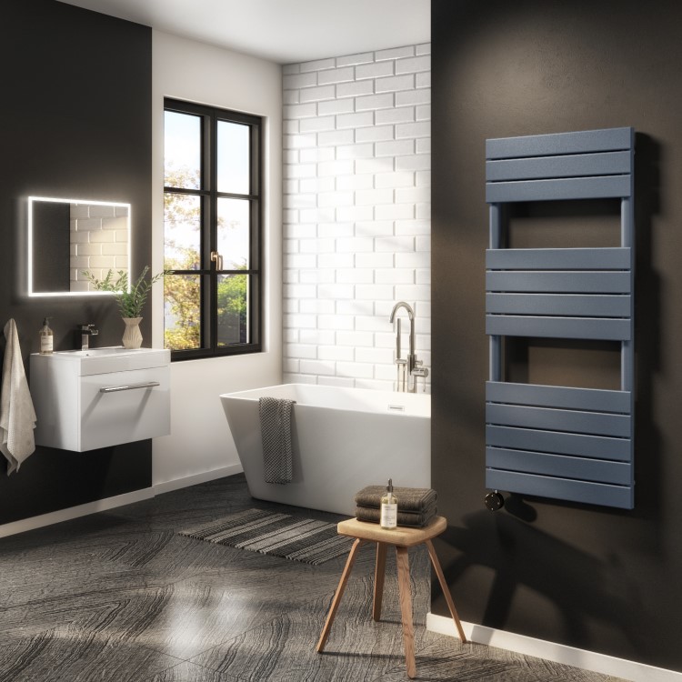 Anthracite Flat Panel Smart Electric Towel Radiator with Wi-Fi Thermostat - 1kW - H1200xW500mm - Bathroom Safe